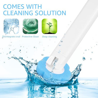 Toilet Brush Set with 24 Replaceable Heads - 360° Cleaning & Pre-assembled Cleaning Solution - Includes Storage Station - Image 4