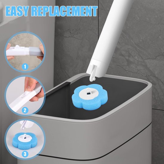 Toilet Brush Set with 24 Replaceable Heads - 360° Cleaning & Pre-assembled Cleaning Solution - Includes Storage Station - Image 7