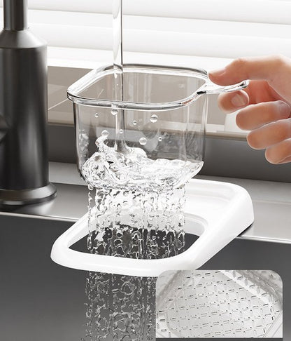 Sink Strainer & Drip Rack - With Suction Cup & Removable Strainer Tray - For Vegetables & Food Waste - Red - Image 3