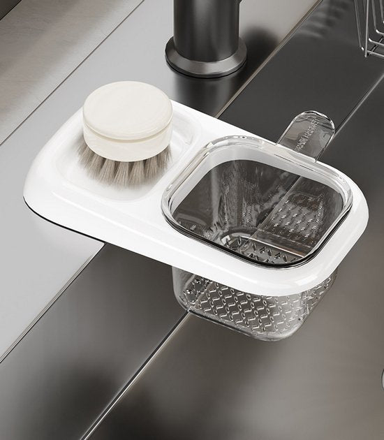 Sink Strainer & Drip Rack - With Suction Cup & Removable Strainer Tray - For Vegetables & Food Leftovers - White - Image 4