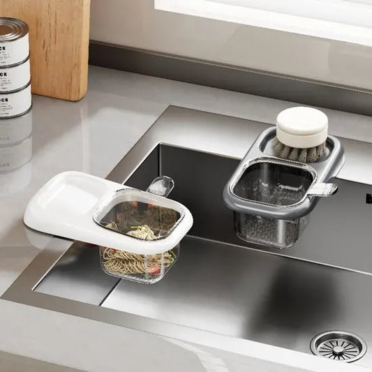 Sink Strainer & Drip Rack - With Suction Cup & Removable Strainer Tray - For Vegetables & Food Waste - Black - Image 2