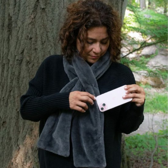 Scarf with Concealed Zipper Pocket - Secure Storage Pocket for Keys & Cards - Downy Soft & Warm - Leopard Print - Image 5