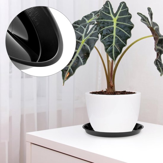Plant bowls - 6 pieces - Round plant bowls - For flower pots, garden bowls and planters - Black - Image 2