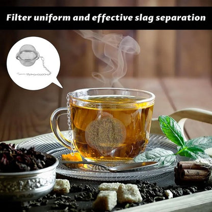 Tea filter - 3 pieces - Stainless steel tea filter - Tea ball filter - Tea filter pot - Infusion ball - Stainless steel tea filter - with extended chain hook - Round tea filter - Image 4