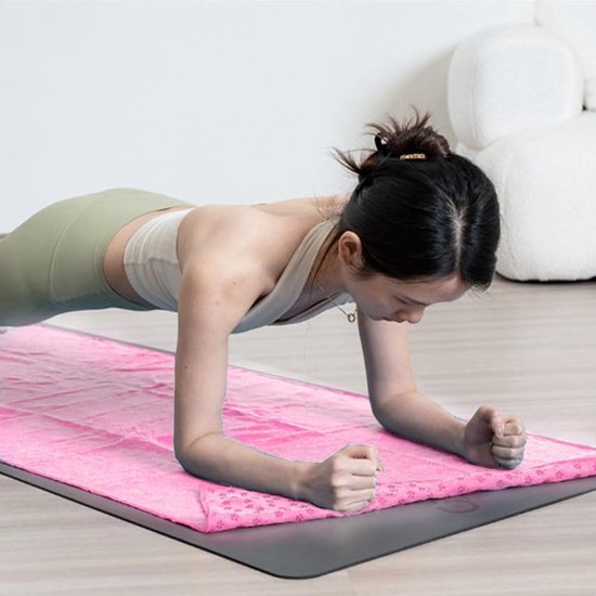 Yoga towel - Yoga towel - Yoga towel - Moisture-regulating and non-slip - Yoga towel - Quick-drying yoga mat fabric - Breathable yoga mat with mesh storage bag - Suitable for hot yoga, pilates and fitness - Pink - Image 4