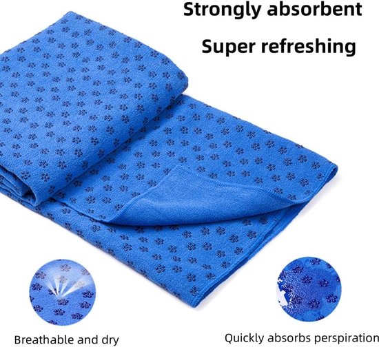 Yoga towel - Moisture-regulating and non-slip - Yoga towel - Quick-drying yoga mat fabric - Breathable yoga mat with mesh storage bag - Suitable for hot yoga, pilates and fitness - Blue - Image 4