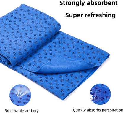 Yoga towel - Moisture-regulating and non-slip - Yoga towel - Quick-drying yoga mat fabric - Breathable yoga mat with mesh storage bag - Suitable for hot yoga, pilates and fitness - Blue - Image 4