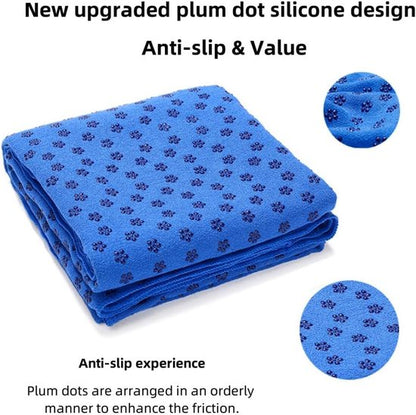 Yoga towel - Moisture-regulating and non-slip - Yoga towel - Quick-drying yoga mat fabric - Breathable yoga mat with mesh storage bag - Suitable for hot yoga, pilates and fitness - Blue - Image 5