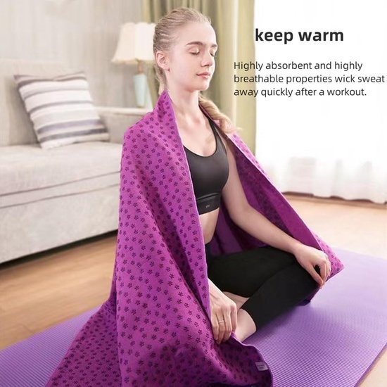 Yoga towel - Yoga towel - Yoga towel - Moisture-regulating and non-slip - Yoga towel - Quick-drying yoga mat fabric - Breathable yoga mat with mesh storage bag - Suitable for hot yoga, pilates and fitness - Purple - Image 2