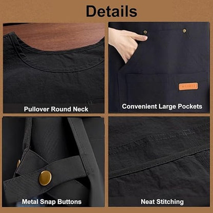 Apron - Vest-style apron - Baking and kitchen tools - Waterproof - Stain-resistant - Unisex - Black - Image 2
