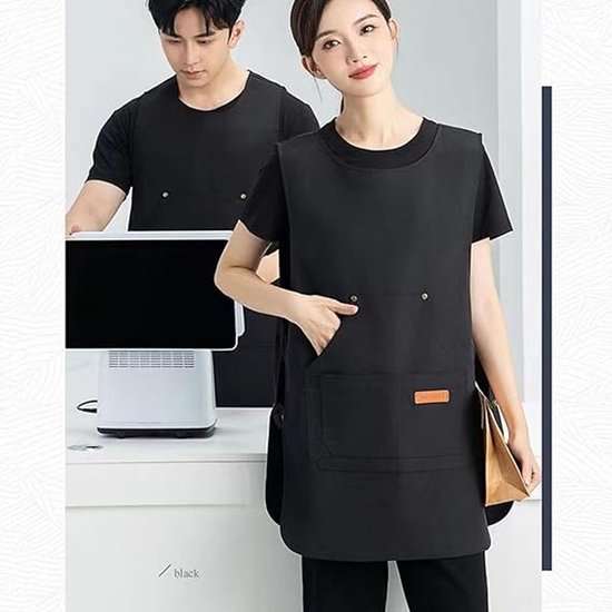 Apron - Vest-style apron - Baking and kitchen tools - Waterproof - Stain-resistant - Unisex - Black - Image 5