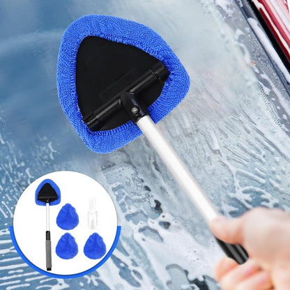 Car Window Cleaning Kit - 5-Piece - Car Window Cleaning Tool - Car Window Cleaning Tool - Car Window Cleaning Brush with Telescopic Handle - 1 Handle + 4 Blue Cloths + 1 50ml Spray Bottle - Image 4
