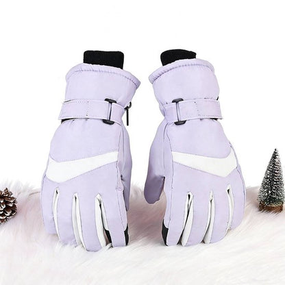 Gloves - Winter ski gloves - Warm gloves - Non-slip, thickened - Waterproof - Suitable for cold weather - Cycling gloves - Size S/M - Purple