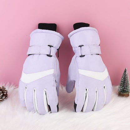 Gloves - Winter ski gloves - Warm gloves - Non-slip, thickened - Waterproof - Suitable for cold weather - Cycling gloves - Size S/M - Purple - Image 2