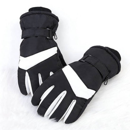 Gloves - Winter ski gloves - Warm gloves - Non-slip, thickened - Waterproof - Suitable for cold weather - Cycling gloves - Sizes S/M - Black and white