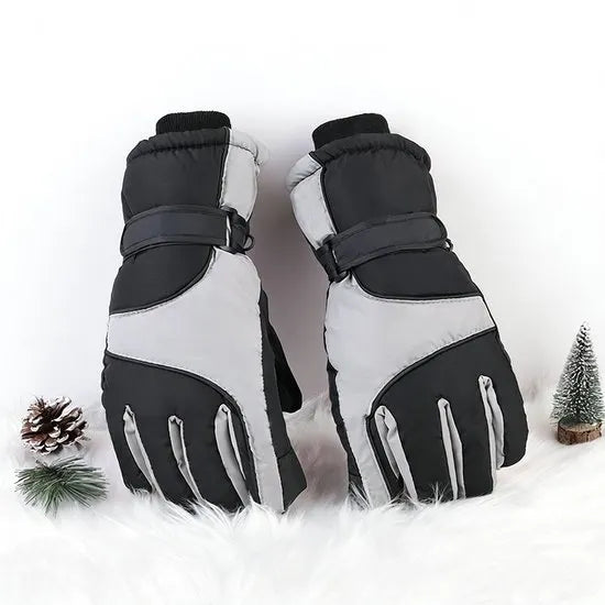 Gloves - Winter ski gloves - Warm gloves - Non-slip, thickened - Waterproof - Suitable for cold weather - Cycling gloves - Sizes S/M - Black/Gray