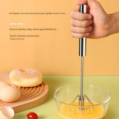 Egg Beater - Stainless Steel Egg Beater - Rotary Push Mixer (Semi-Automatic) - Kitchen Utensils - Egg Beater - Mini Mixer - Cookware - Image 4