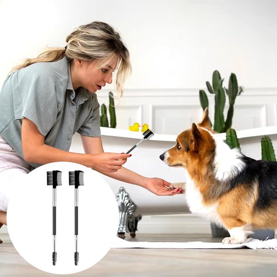 Pet Grooming Comb - 2-Piece Set - Tear Stain Removal Comb for Dogs - Double-Sided Eye Brush for Dogs - Pet Cleaning and Grooming Comb - Pet Eyelash Comb - Image 3