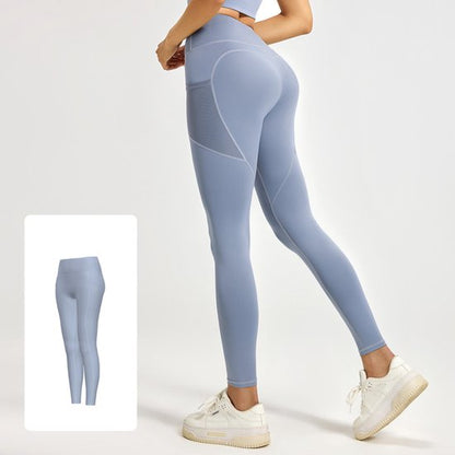 Slim Fit Sports Pants - High Waist Yoga Pants with Side Pockets - Soft and Stretchy Blended Fabric, Breathable and Comfortable - Skinny Fit with Elastic Waist - Suitable for Yoga, Fitness, Walking and Daily Use (Light Blue, Size XXL)