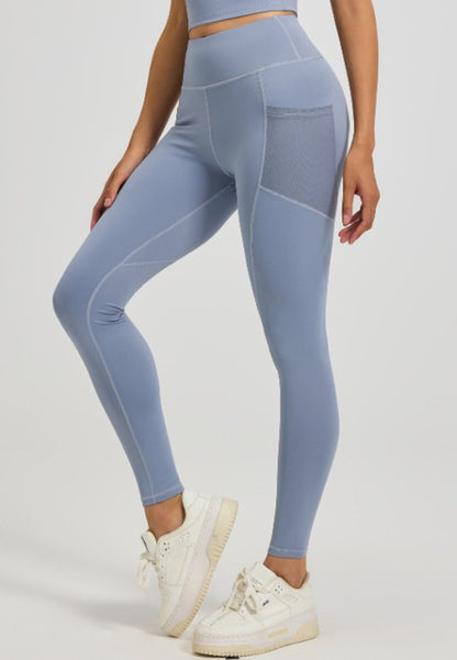 Slim Fit Sports Pants - High Waist Yoga Pants with Side Pockets - Soft and Stretchy Blended Fabric, Breathable and Comfortable - Skinny Fit with Elastic Waist - Suitable for Yoga, Fitness, Walking and Daily Use (Light Blue, Size XXL) - Image 5