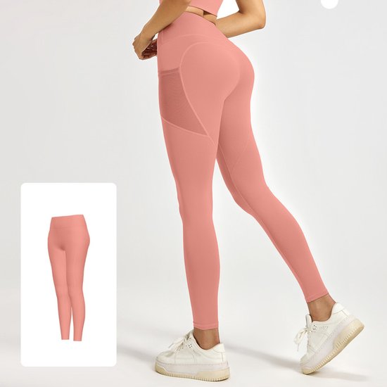 Slim Fit Sports Pants - High Rise Yoga Pants with Side Pockets - Soft and Stretchy Blended Fabric, Breathable and Comfortable - Skinny Fit with Elastic Waist - Suitable for Yoga, Fitness, Walking and Daily Use (Light Pink, Size XL)