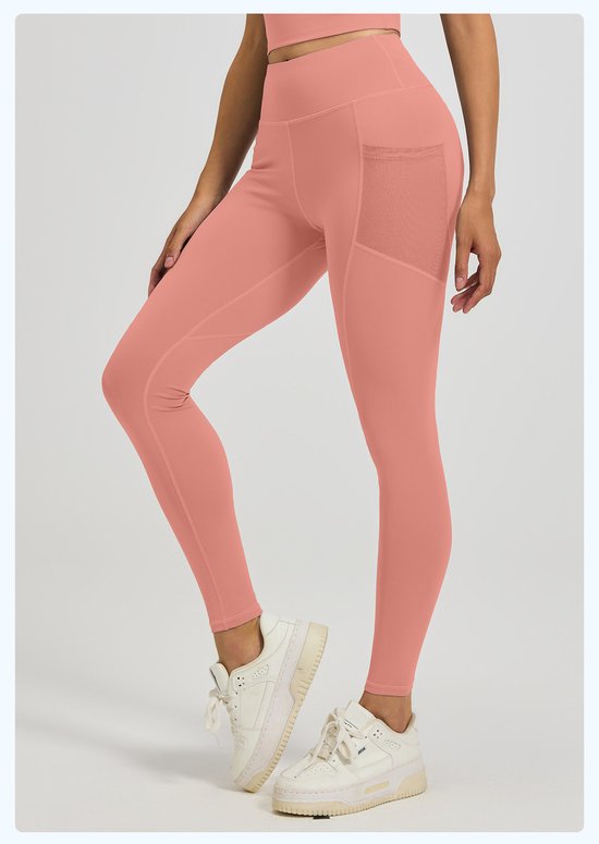 Slim Fit Sports Pants - High Rise Yoga Pants with Side Pockets - Soft and Stretchy Blended Fabric, Breathable and Comfortable - Skinny Fit with Elastic Waist - Suitable for Yoga, Fitness, Walking and Daily Use (Light Pink, Size XL) - Image 5