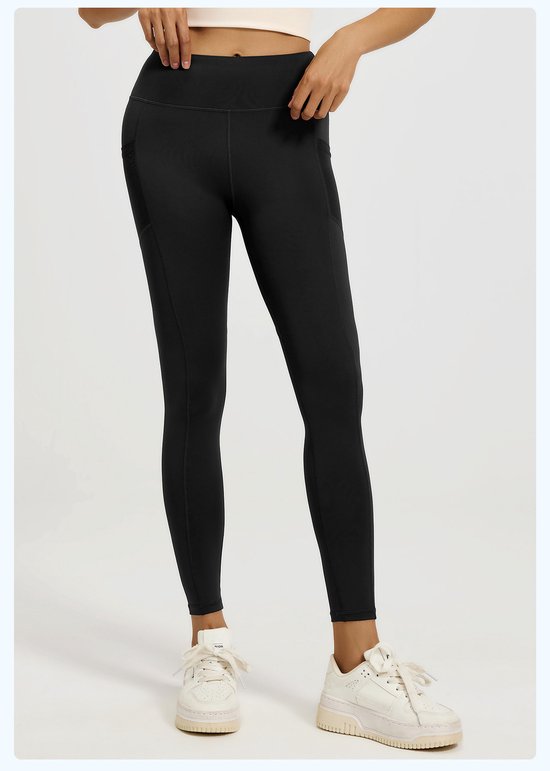 Slim Fit Sports Pants - High Rise Yoga Pants with Side Pockets - Soft and Stretchy Blended Fabric, Breathable and Comfortable - Skinny Fit with Elastic Waist - Suitable for Yoga, Fitness, Walking and Daily Use (Black, Size XL) - Image 3