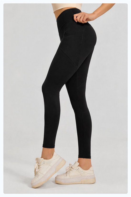 Slim Fit Sports Pants - High Rise Yoga Pants with Side Pockets - Soft and Stretchy Blended Fabric, Breathable and Comfortable - Skinny Fit with Elastic Waist - Suitable for Yoga, Fitness, Walking and Daily Use (Black, Size XL) - Image 5