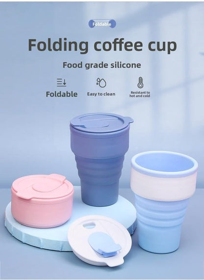 Collapsible Silicone Camping Mug – 385ml – Travel and Drinking Mug with Lid, Dishwasher Safe – Ideal for Camping, Hiking and Office (Pink) - Image 3