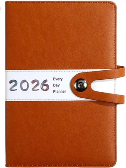 Agenda 2026 adults - Planner - Journal - Organizer - Business - Texture - PU material - A5 format - Brown