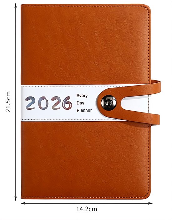 Agenda 2026 adults - Planner - Journal - Organizer - Business - Texture - PU material - A5 format - Brown - Image 2