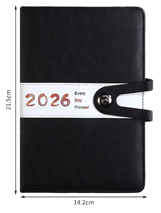 Agenda 2026 Adults - Planner - Journal - Organizer - Business - Texture - PU Material - A5 Format - Black - Image 2