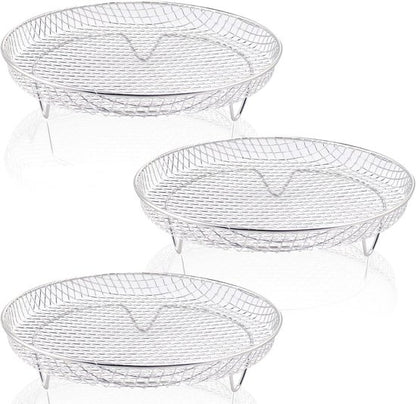 Multi-layer air fryer rack (3 round layers) - Air fryer baking pan - Air fryer grid - 304 stainless steel - Safe to use in air fryers, steam ovens, regular ovens and dishwashers - 20.3 cm - Silver - Image 2