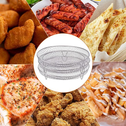 Multi-layer air fryer rack (3 round layers) - Air fryer baking pan - Air fryer grid - 304 stainless steel - Safe to use in air fryers, steam ovens, regular ovens and dishwashers - 20.3 cm - Silver - Image 4