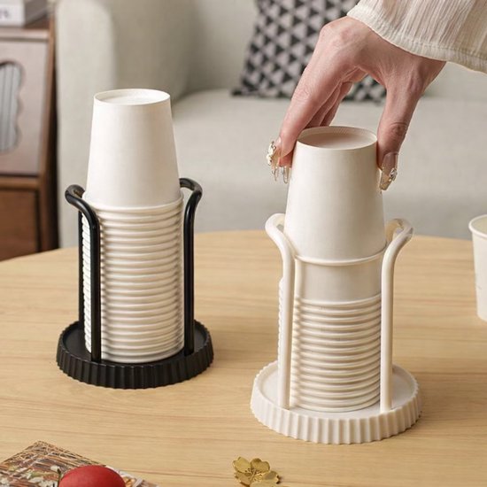 Disposable cup holder for paper cups - practical cup holder - paper cup dispenser for the desk - cup dispenser - Multifunctional paper cup holder - set of two (black, white) - Image 2
