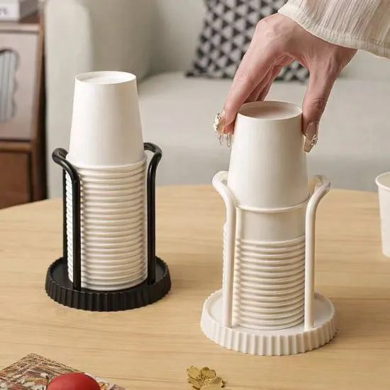 Disposable cup holder for paper cups - practical cup holder - paper cup dispenser for the desk - cup dispenser - Multifunctional paper cup holder - set of two (black, white) - Image 2