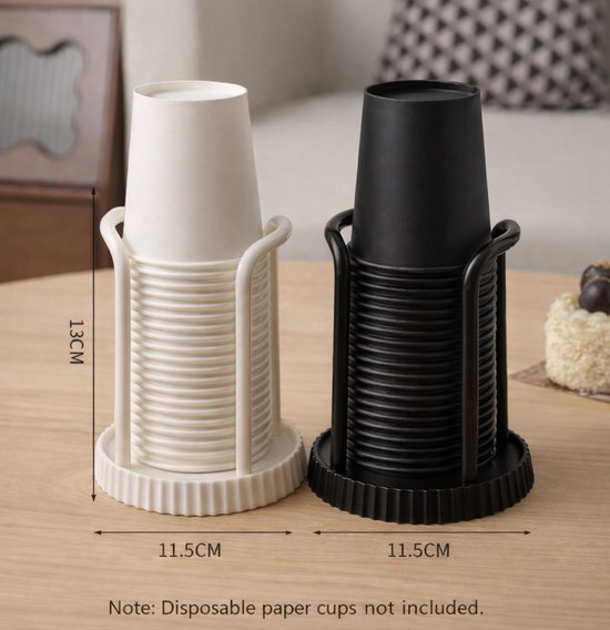 Disposable cup holder for paper cups - practical cup holder - paper cup dispenser for the desk - cup dispenser - Multifunctional paper cup holder - set of two (black, white) - Image 3