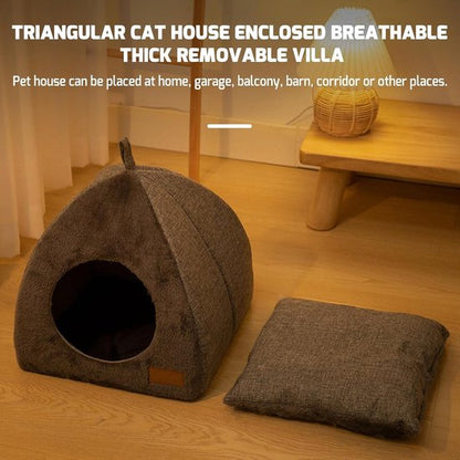 Tents Pet Bed - With Removable & Washable Cushion - Warm & Soft Fleece Fabric - For Cats & Small Dogs - Image 8