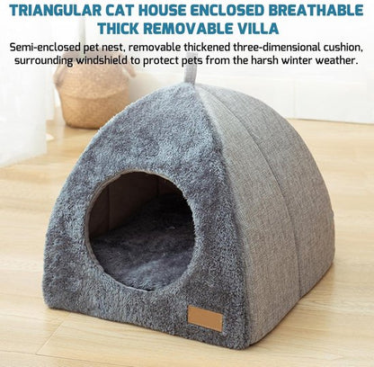Tents Pet Bed - With Removable & Washable Cushion - Warm & Soft Fleece Fabric - For Cats & Small Dogs - Image 9