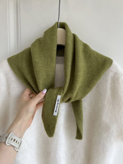 Triangular Knitted Scarf - Soft Acrylic Fabric - As a Scarf, Shawl or Blanket - In Solid Colors - Green