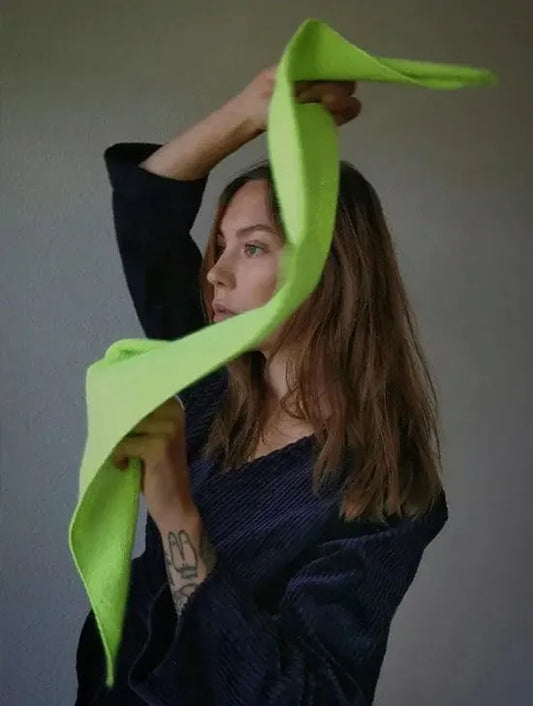 Triangular Knitted Scarf - Soft Acrylic Fabric - As a Scarf, Shawl or Blanket - In Solid Colors - Green - Image 8