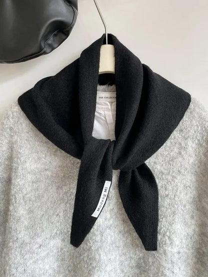 Triangular Knitted Scarf - Soft Acrylic Fabric - As a Scarf, Shawl or Blanket - In Solid Colors - Black