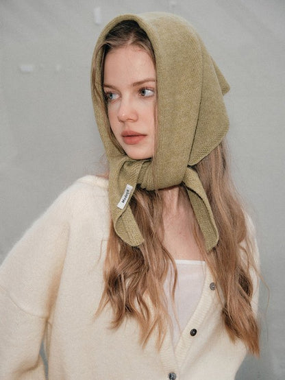 Triangular Knitted Scarf - Soft Acrylic Fabric - As a Scarf, Shawl or Blanket - In Solid Colors - Black - Image 2