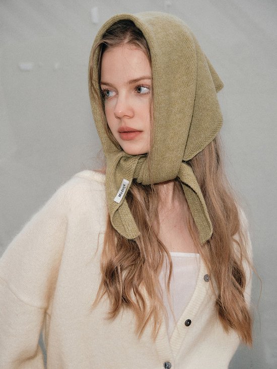 Triangular Knitted Scarf - Soft Acrylic Fabric - As a Scarf, Shawl or Blanket - In Solid Colors - Orange - Image 2