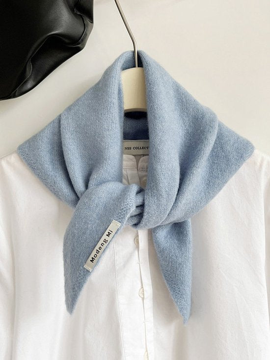 Triangular Knitted Scarf - Soft Acrylic Fabric - As a Scarf, Shawl or Blanket - In Solid Colors - Blue