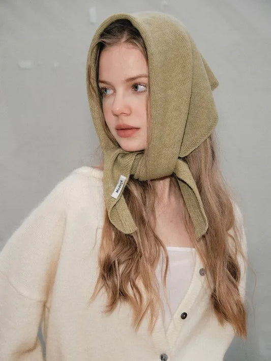 Triangular Knitted Scarf - Soft Acrylic Fabric - As a Scarf, Shawl or Blanket - In Solid Colors - White - Image 2