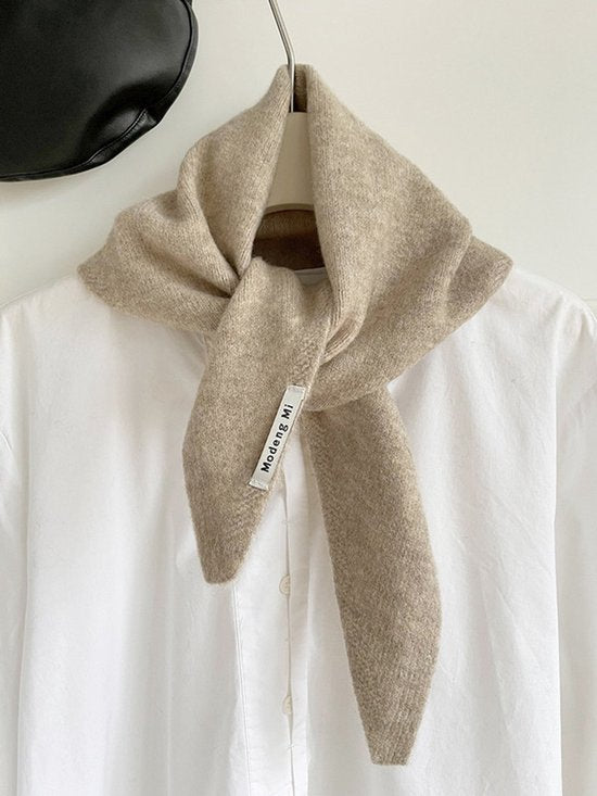 Triangular Knitted Scarf - Soft Acrylic Fabric - As a Scarf, Shawl or Blanket - In Solid Colors - Khaki