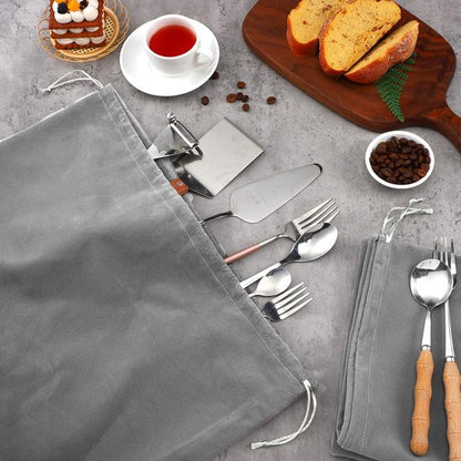 6 Silver Storage Bags – Fabric Protective Bags for Jewelry, Silverware, and Cutlery – Reusable (Dark Gray, 40 x 50 cm) - Image 2