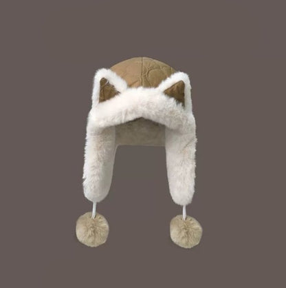 Fleece winter hat - Warm hat with thickened ear flaps - Soft, comfortable and frost-resistant - Stylish winter accessory - Color: Brown