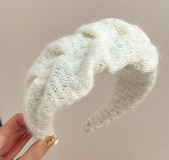 Headband - Set of Two - Retro Style with Ruffles - Elegant and Stylish Headband for Women - Suitable for Parties, Daily Wear and Special Occasions (White + Pink) - Image 3